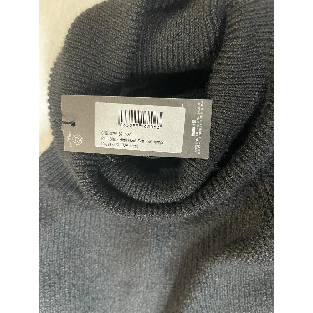 Pretty Little Thing‎ Plus XXL Black High Neck Soft Knit Jumper